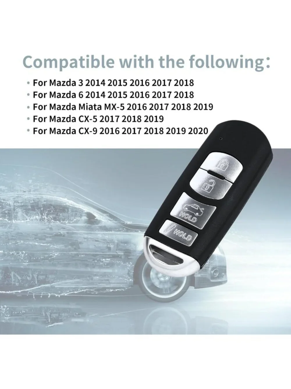 Key Fob Shell Case for Mazda 3, 6, CX-5, CX-9, MX-5 Miata | Smart Key Cover